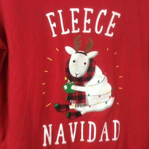 Macy's Family Pajamas Fleece Navidad Graphic Top with Buffalo Plaid Pants XL - Picture 2 of 6